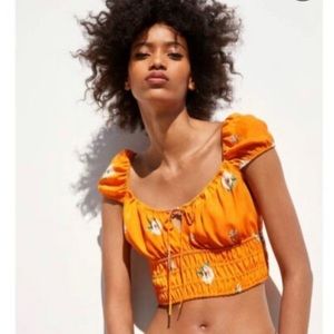 Zara orange floral crop top